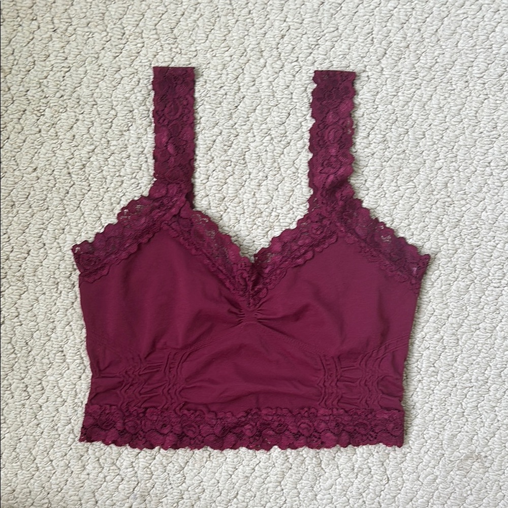 Burgundy Lace Trim Cami Top